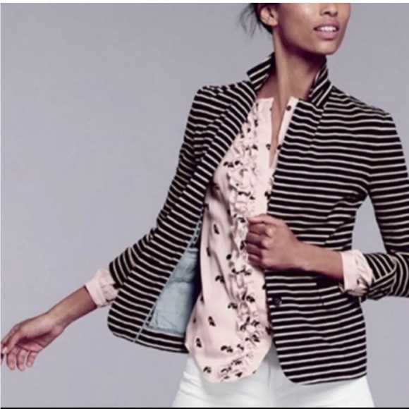 J. Crew Jackets & Blazers - J. Crew Black and Tan Maritime Striped Blazer